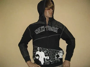 WORN ONCE BOYS LIMITED EDITION BLACK NEW YORK YANKEES HOODED JACKET AGE 13-14-15 - Picture 1 of 10