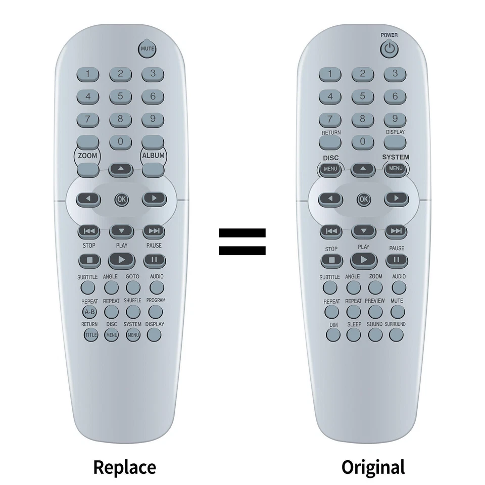 RC2K16 Replace Remote Control For Philips DVD Player DVD724 DVD724AT DVD724AT172 - Image 1 of 1