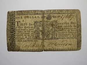 1770 $1 Annapolis Maryland MD Colonial Currency Bank Note Bill RARE ISSUE! - Picture 1 of 2