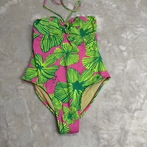 Traje de baño Lilly Pulitzer "Regina" de una pieza verde y rosa hibisco talla 4 - Imagen 1 de 7