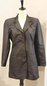 Hugo Buscati Women's Black Silk Long Line Fitted Jacket Size 10 - Picture 1 of 10