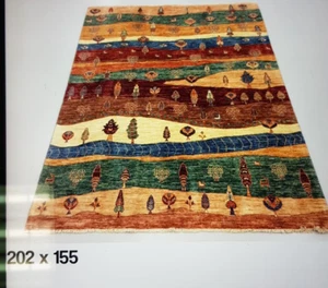 Tapis pakistanais 202×155 cm fait main – laine, style Bokhara/chobi – Authentiqu - Imagen 1 de 1