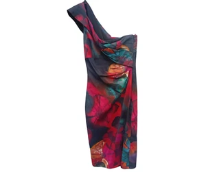 Karen Millen Cocktail Pencil Dress UK Size 10 Single Strap Flowers Multicoloured - Picture 1 of 5