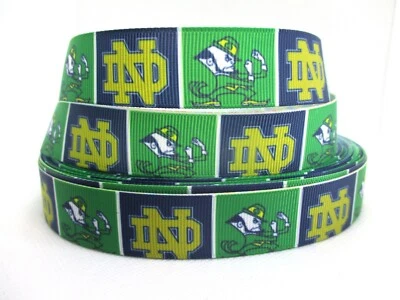 Notre Dame Univ Fighting Irish on 7/8" Grosgrain Ribbon~YOUR CHOICE 5 or 10 Yard - Image 1 of 3