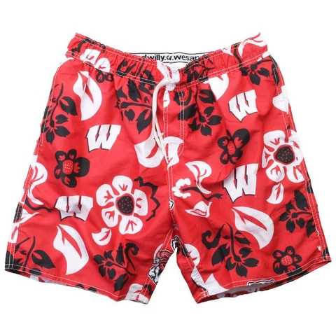 Men's University of Wisconsin Badgers Swim Trunks Floral Swim Shorts Cover