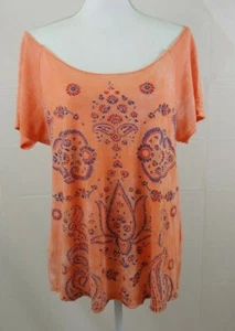 Lucky Brand Womens Top Small Short Sleeve Floral Boho Off Shoulder Cotton  - Picture 1 of 7