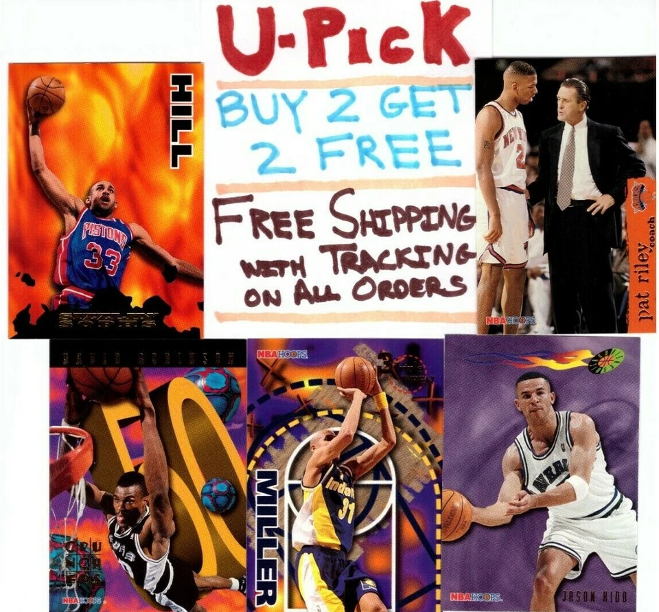 1995 95-96 NBA Hoops Cards RC Inserts Base, Buy 2 Get 2, FREE Ships Tracked FREE - Image 1 of 2