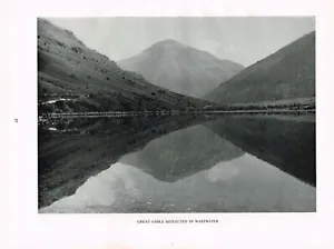 Great Gable Reflected In Wastwater Lake District Vintage Old Print 1943 ETTH#37 - Picture 1 of 3