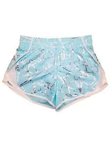 Girls Light Icy Blue & Silver Shimmer Patterned Athletic Shorts - Picture 1 of 1