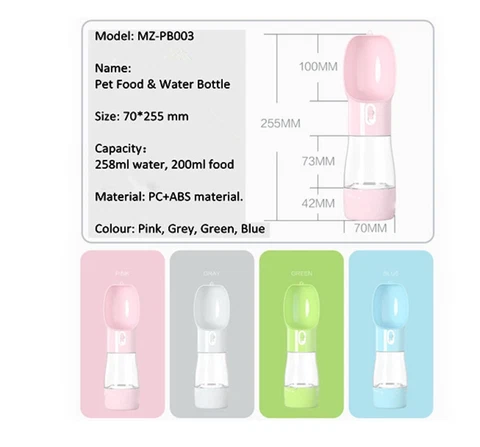 Portable pet dog travel water bottle food feeder dual cup with folding bowls Cover