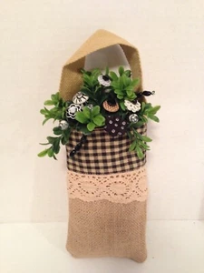 VTG Button Bokay/Burlap Bag-Prim-Country Rustic Farmhouse-Shabby Cottage Chic - Picture 1 of 3