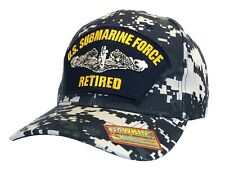"RETIRED" U.S. Submarine Force Veteran Hat Digital Blue Structured Ball Cap 