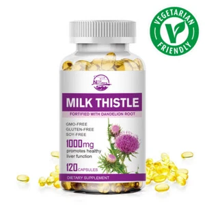 Milk Thistle Extract (120 Capsules) Carsil Natural Detox 80% Silymarin Vegan - Picture 1 of 11