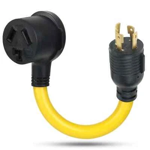 NEMA L14-30P to 10-30R 240V 30 Amp 4 Prong Twist Lock Male Plug to 3 Prong - Picture 1 of 4