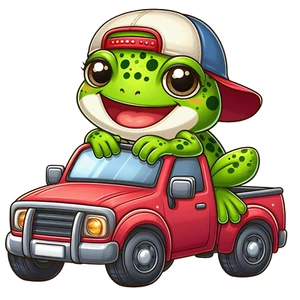 Wandtattoo Aufkleber Frosch Fährt Auto Wandaufkleber 18X18cm Groß - Bild 1 von 1