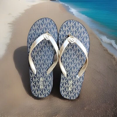 Chanclas Michael Kors Signature MK Nueva Plataforma PVC Logo-Marrón/Dorado-Elige Talla Foto 1 de 4