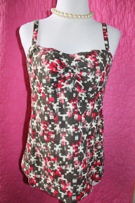 PATAGONIA Geo Estampado Cáñamo Algodón Orgánico Tanque Espalda Cremallera Correas Ajustables Talla 8 Top Foto 1 de 4