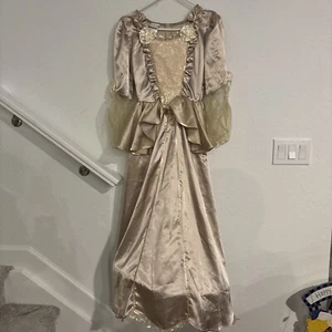 Disney Store Long Princess Dress Women's Size Small Tan Satin Lace - Picture 1 of 11
