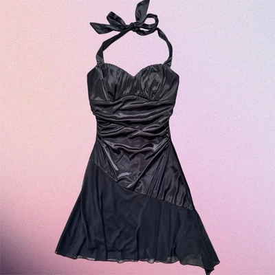 Mini Vestido Vintage Y2K Ruby Rox Para Mujer Negro Halter Asym Talla Pequeña Capricho Foto 1 de 4