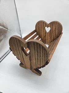 Vintage Wooden Slat Heart Book Rack Hand Carved - Picture 1 of 8
