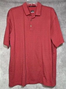 Nike Tiger Woods Collection Golf Polo Mens L Red Dri-Fit Breathable EUC Stripes - Picture 1 of 8