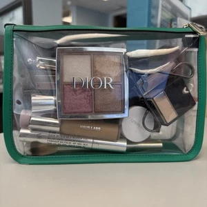 Kate Spade Addie Kosmetiktasche durchsichtig mit grünen Paspeln - Bild 1 von 2