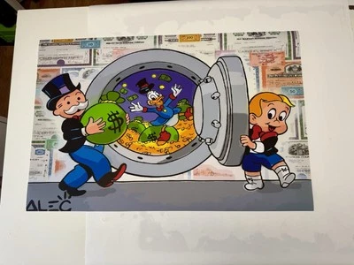 Alec Monopoly Richie And Monopoly Scrooges Vault Print On Canvas 24x36” 1:1 - Image 1 of 4