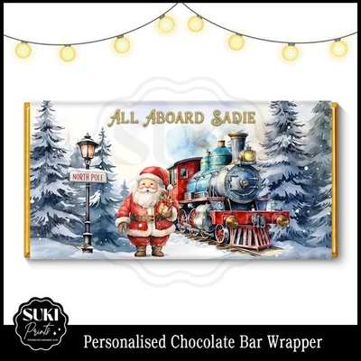 SUKI PRINTS Personalised Chocolate Bar Galaxy Wrapper. Christmas Eve Box Stocking Filler