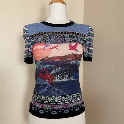 Camisa Top Mujer Desigual Inspiración Japonesa Talla S Multicolor Manga Corta Foto 1 de 4