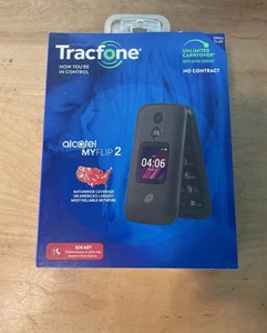 Prepaid TracFone Alcatel My Flip 2 - Black Flip Phone - New Sealed Box - Picture 1 of 8