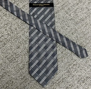 Roberto Villini Collezione Silk Tie Wide XL Length Handmade Gray Pink Blue NWT - Picture 1 of 13