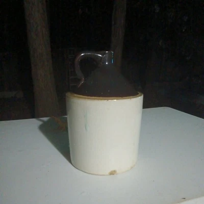 Antique 1 Two-Tone Gallon Moonshine Jug Glazed Stoneware Whiskey Jug 11” Tall - Image 1 of 4