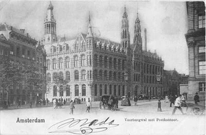 CPA PAYS BAS AMSTERDAM VOORBURGWAL MET POSTKANTOOR (dos non divisé) - Picture 1 of 1
