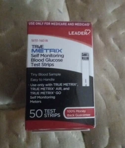 Leader True Metrix Self Monitoring Blood Glucose Test Strips 50Ct 096295126631VL - Picture 1 of 5