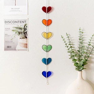 Cadena de vidrio de corazón, arte de sol de ventana, corazón de vitral, decoración de ventanas - Imagen 1 de 19