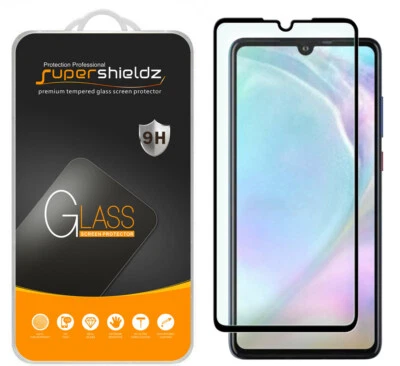 2X Supershieldz Full Cover Tempered Glass Screen Protector for Huawei P30 -BLACK - Image 1 of 4