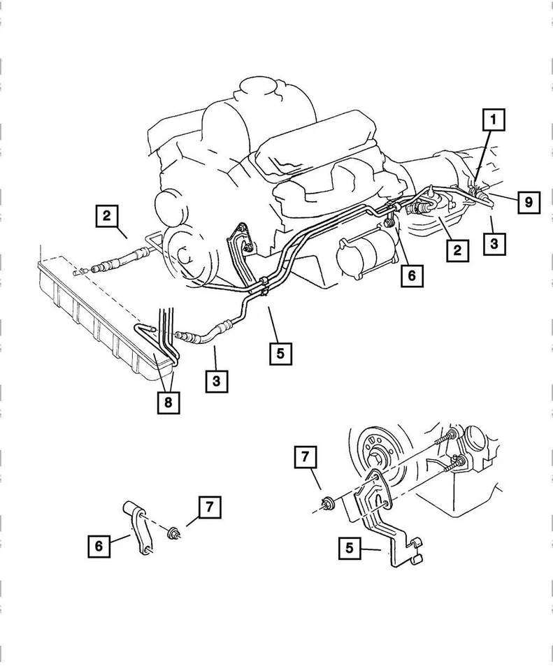 Tubo refrigerador de óleo genuíno Mopar 2001-2003 Dodge Dakota transmissão 52028753AK - Imagem 1 de 1