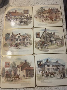 Clover Leaf C31 Olde Inns Corked Back Table Mats Boxed Set Of 6 United Kingdom - Picture 1 of 11