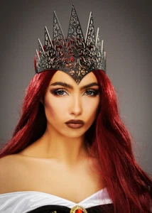 Womens Halloween Gothic Wicked Queen Black Fancy Dress Cosplay Crown - Picture 1 of 2