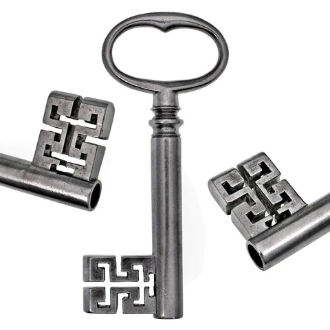 Antique Key - Victorian STRONGBOX Key 4" - Complex Warding - ref.k348 Cover