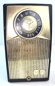 Vtg RCA VICTOR USA AM Radio Model 1-T-1DJ Black & White c1960 Works Well - Picture 1 of 12