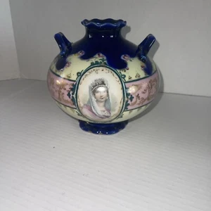 Antique Nippon 2 Handled Hand Painted Princess Victorian Vase See Pics Chip Base - Picture 1 of 13