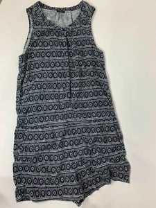 Ann Taylor Loft Black White Boho Fair Isle Romper Jumper Outfit Linen Blend L - Picture 1 of 3