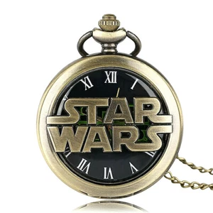 Star Wars Fob Bronze Watch Necklace Mandalorian Yoda Darh Vader Obi-Wan Kenobi - Foto 1 di 9