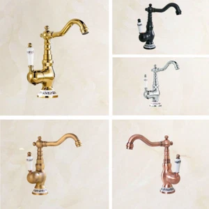 Deck Mounted Brass Swivel Spout Kitchen Bathroom Basin Mixer Tap Faucet  mzh033 - Picture 1 of 13