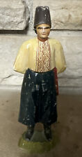 polychrome figure cossack hat vtg hand Carved painted sculpture Russian man old