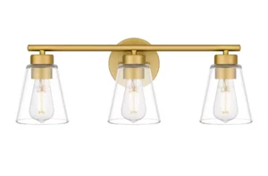 Hampton Bay Eastburn 22 in. 3-Light Gold Vanity Light with Clear Glass Shades - Picture 1 of 6