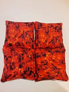 4 Cornhole Bag Set Corn Hole Toss Red Orange Fire Flames - Picture 1 of 1