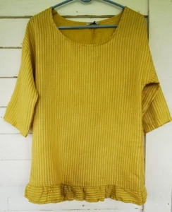 Túnica Top Lungo L'arno 100% L Amarillo Mostaza Mangas 3/4 Volante Italiano - Imagen 1 de 8