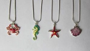 Sea Life Necklaces: Choice of Seahorse, Crab, Starfish, Shell ~ 20" Chain - Picture 1 of 17